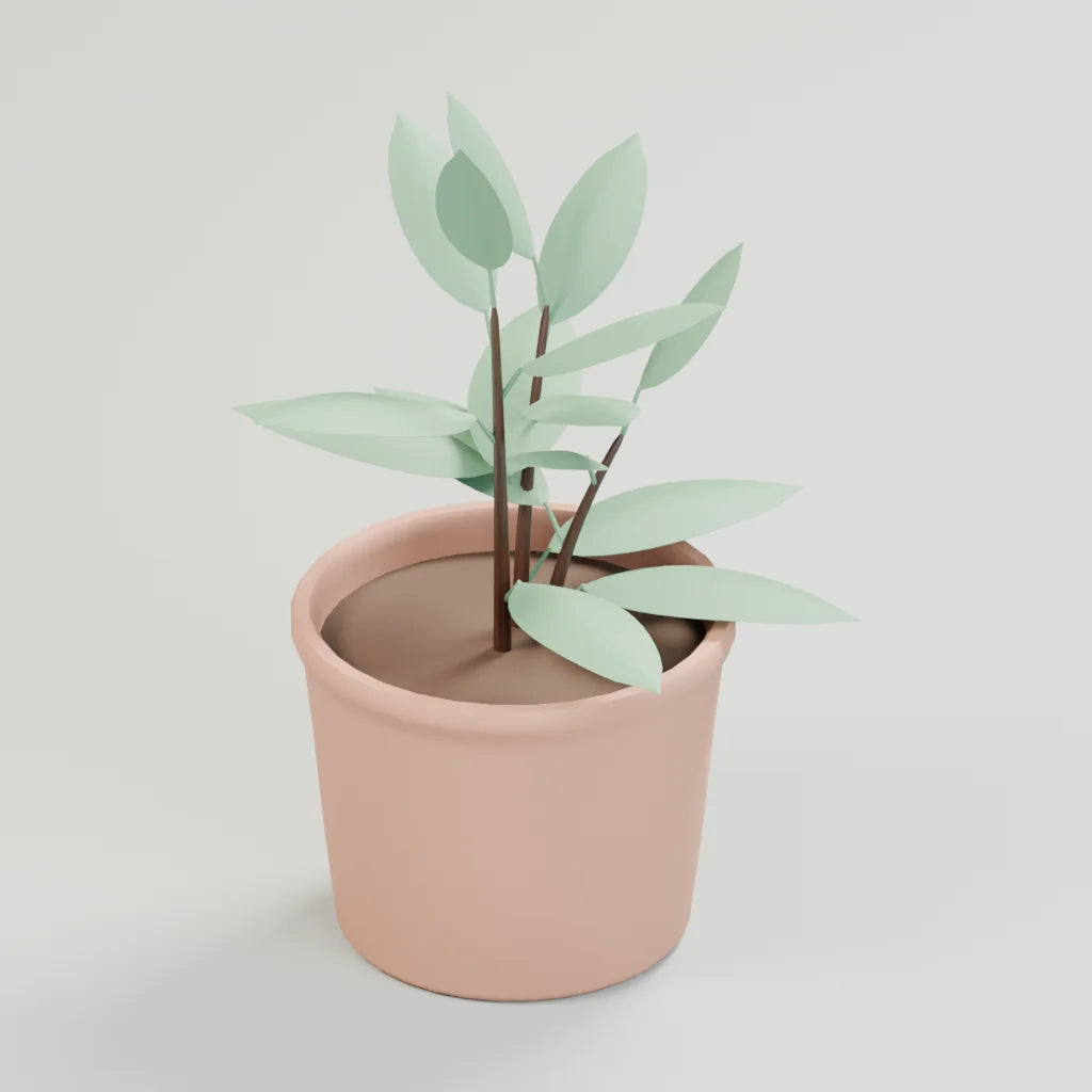 Leaf planted vessel, Atelier Workspaces 3D asset, studio render