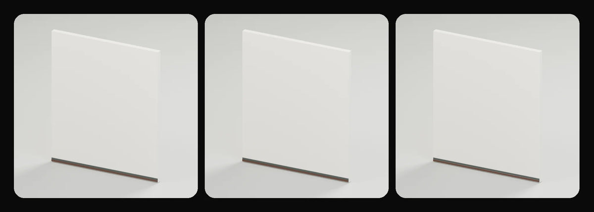 Plane wall module in its three geometry profiles: Studio, Realtime and Low-poly, left to right
