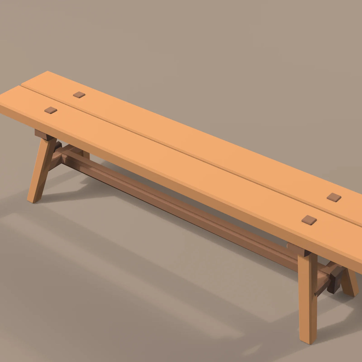 Tavern bench, close-up detail render