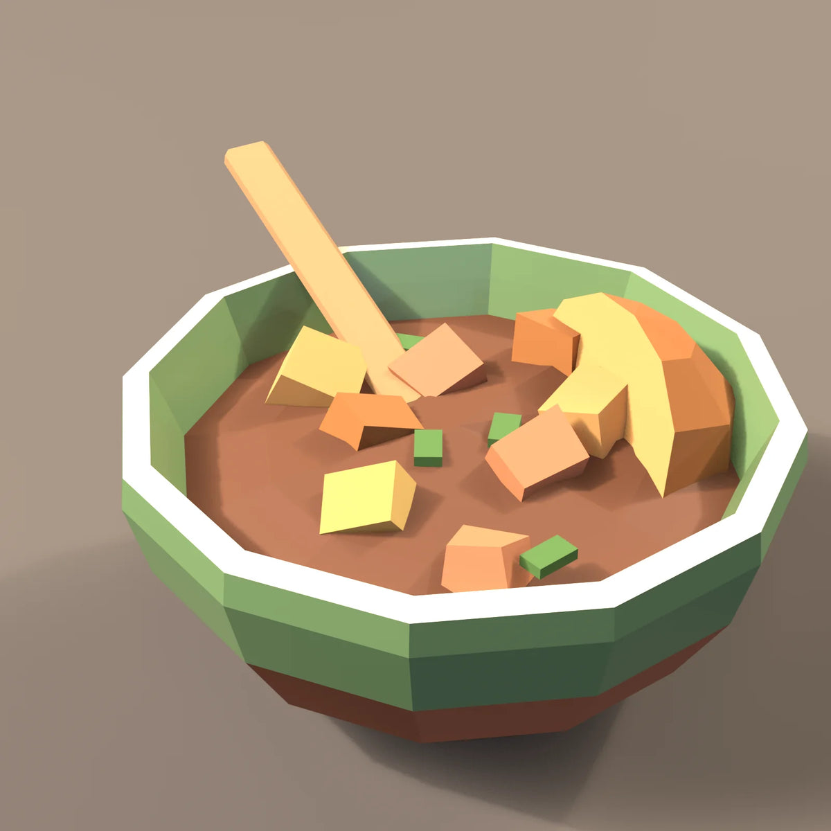 Stew bowl, close-up detail render