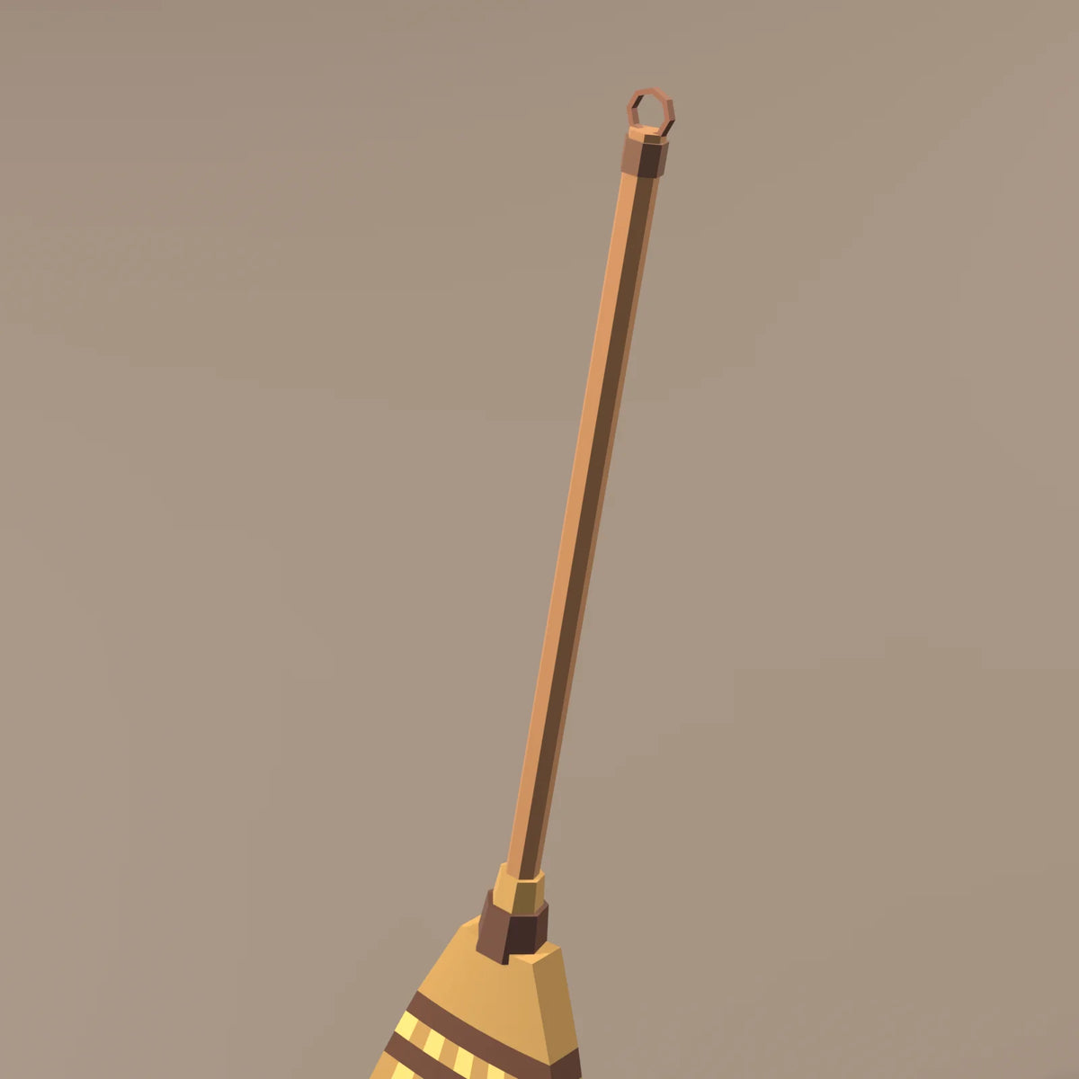 Straw broom, close-up detail render