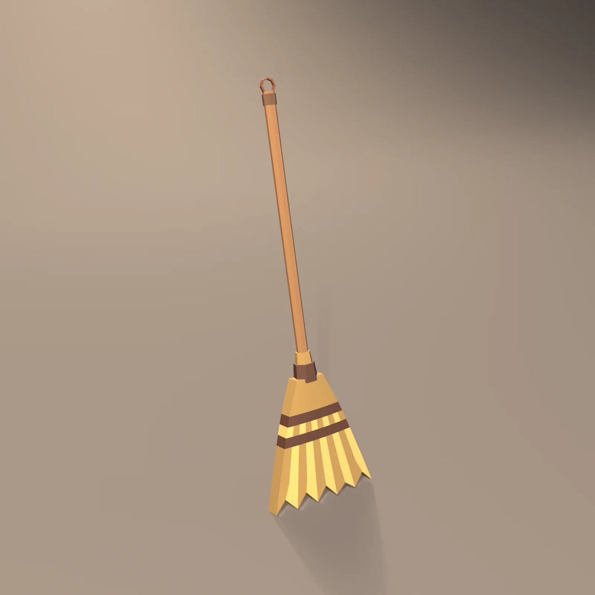 Straw broom, Hearth & Hollow 3D asset, studio render