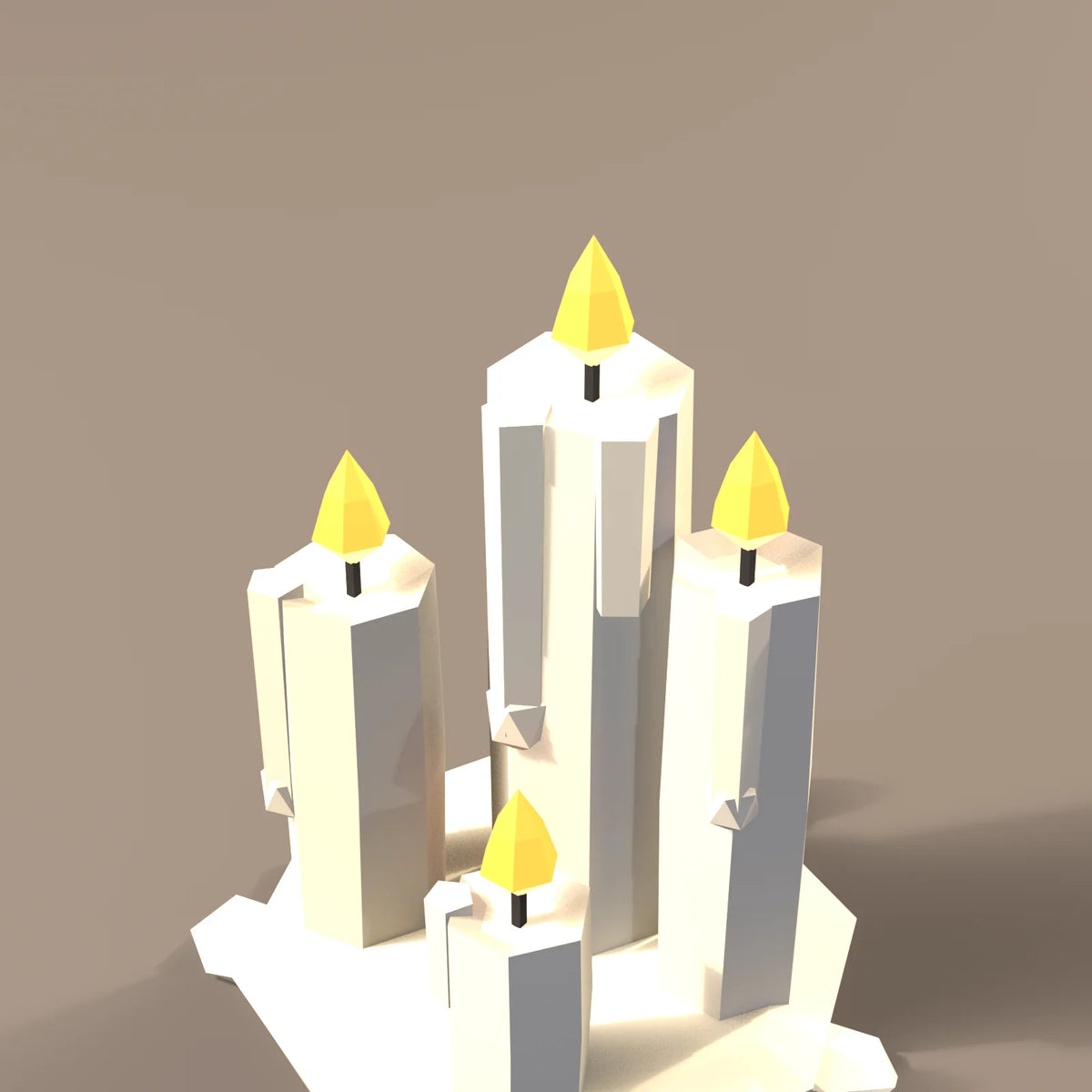 Melted candle cluster, close-up detail render