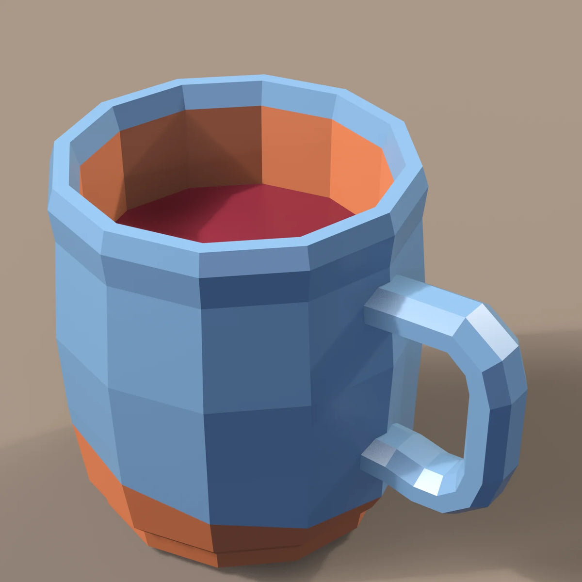 Glazed clay mug, close-up detail render