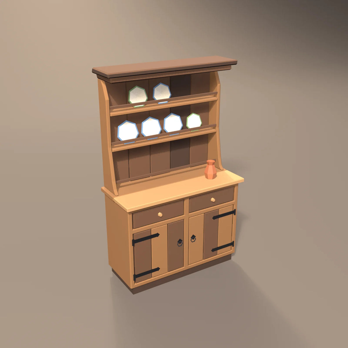 Kitchen dresser, Hearth & Hollow 3D asset, studio render