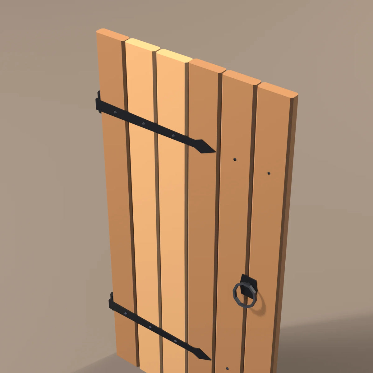 Plank door, close-up detail render