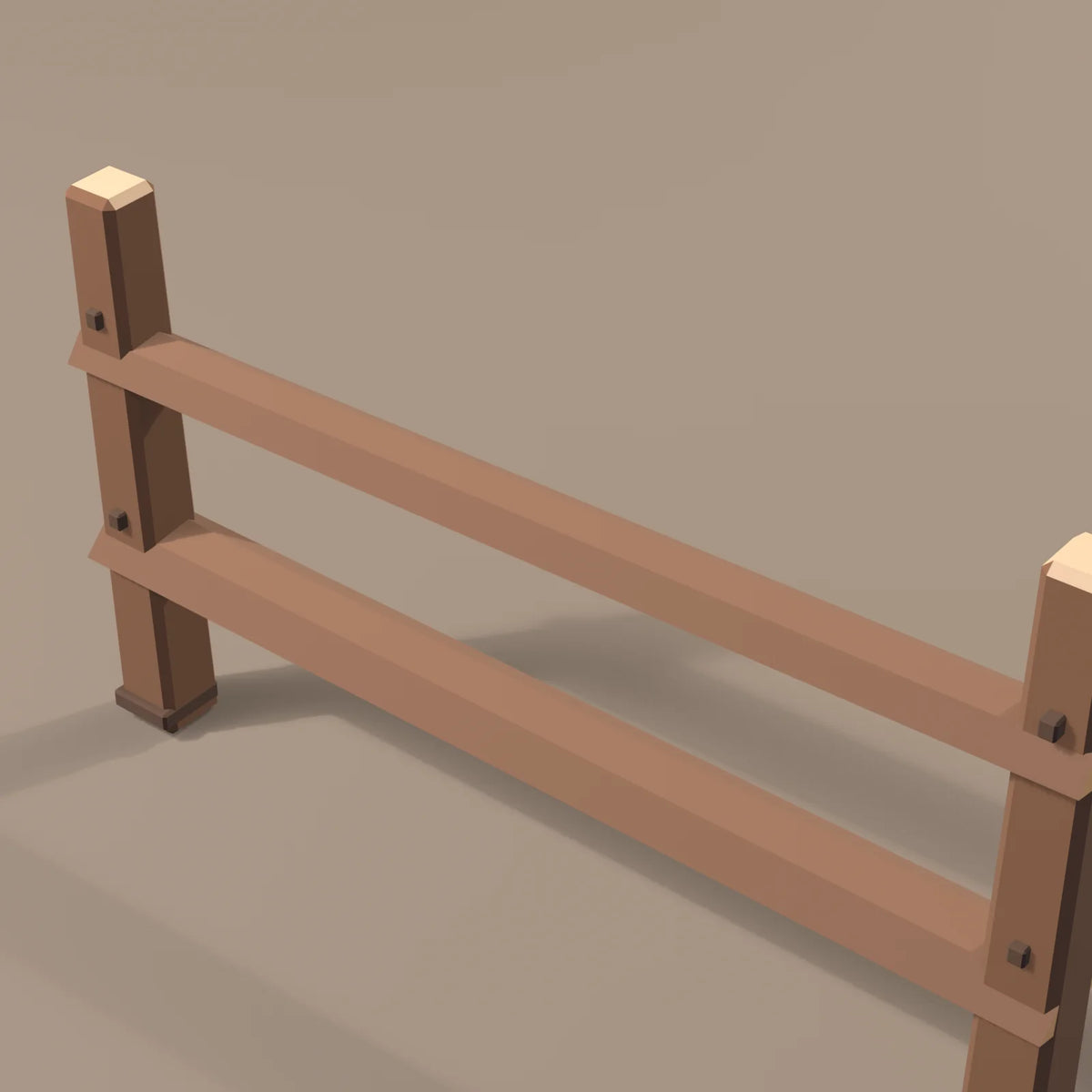 Split-rail fence section, close-up detail render