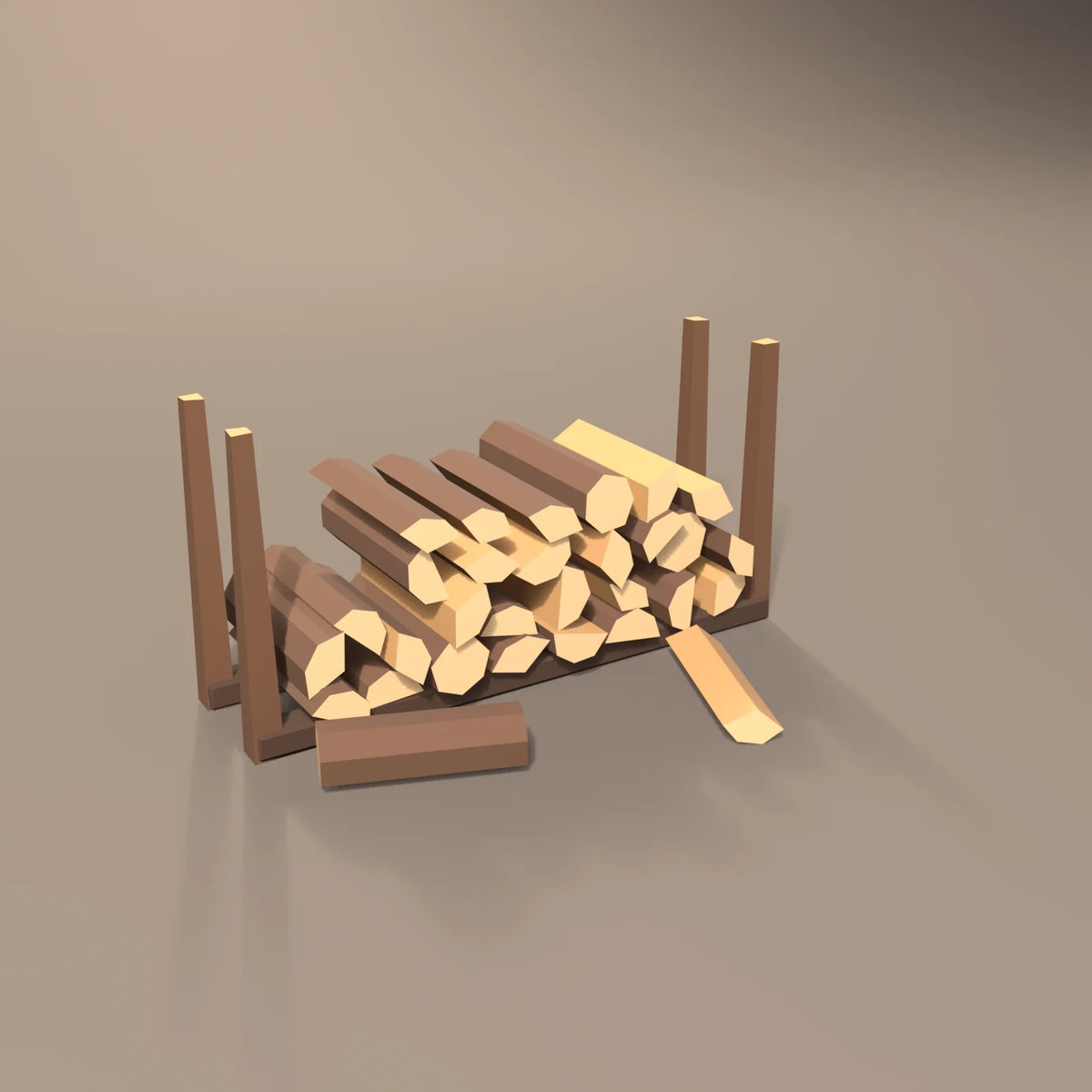 Firewood pile, Hearth & Hollow 3D asset, studio render