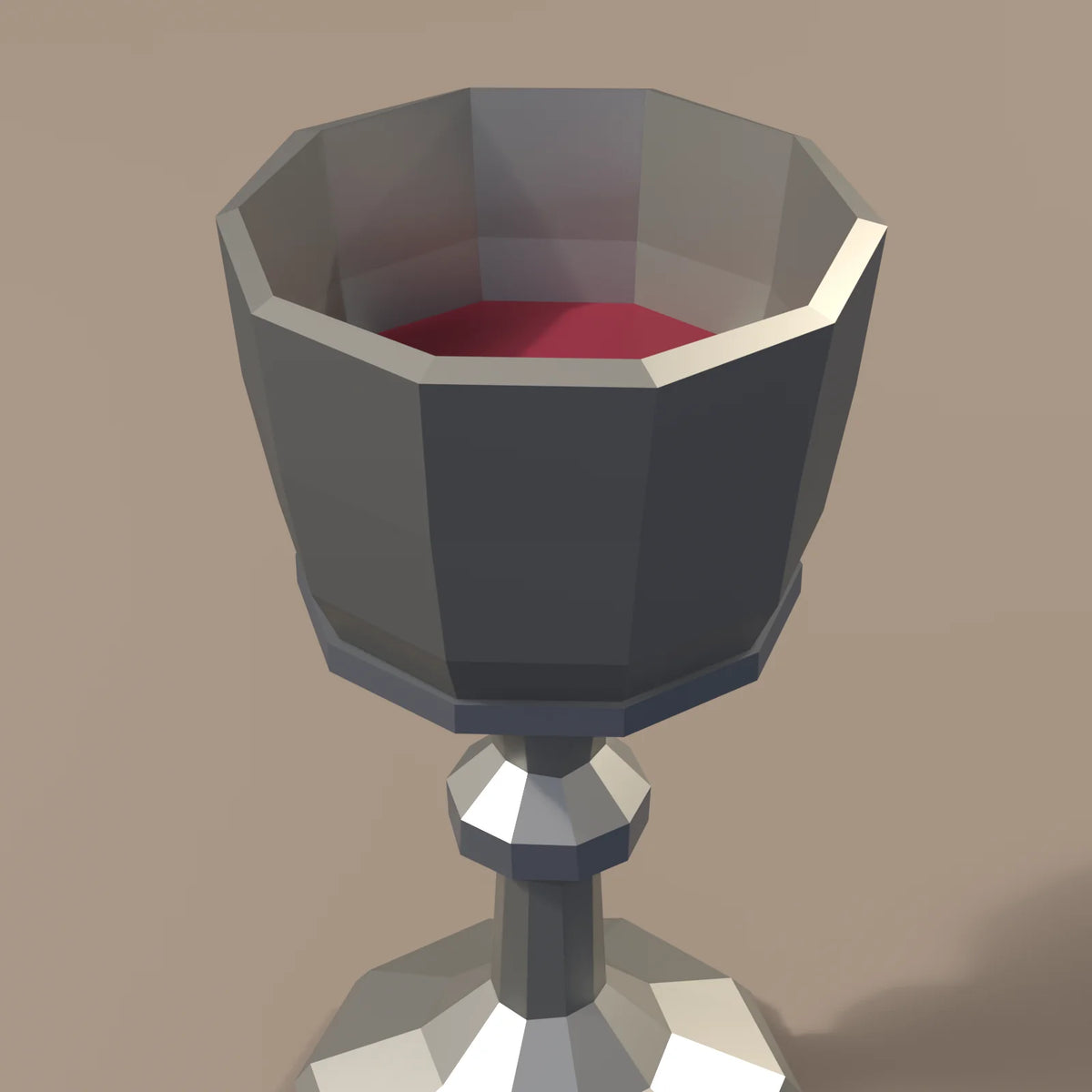 Pewter goblet, close-up detail render