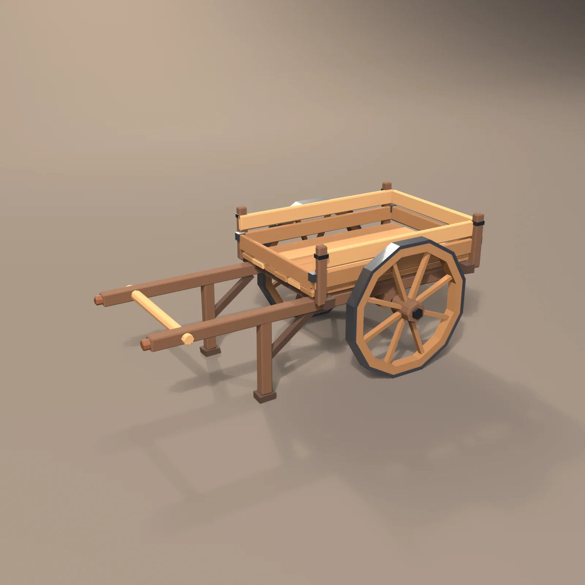 Two-wheel handcart, Hearth & Hollow 3D asset, studio render