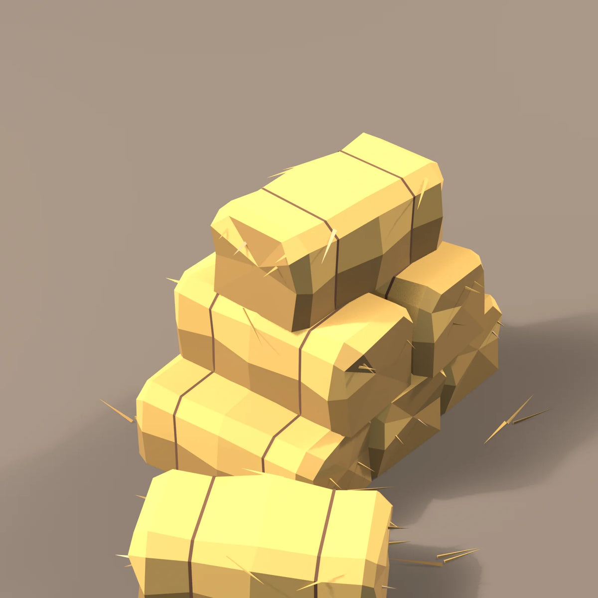 Hay bale stack, close-up detail render