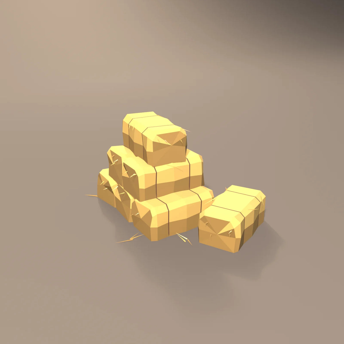Hay bale stack, Hearth & Hollow 3D asset, studio render