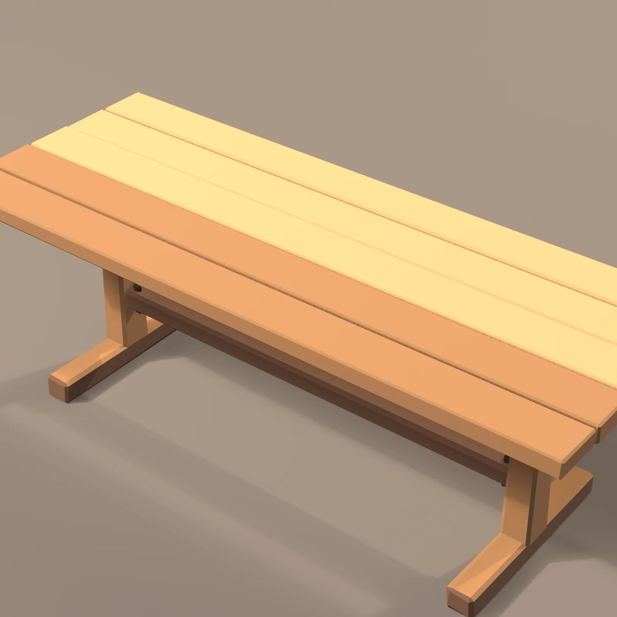 Trestle feast table, close-up detail render