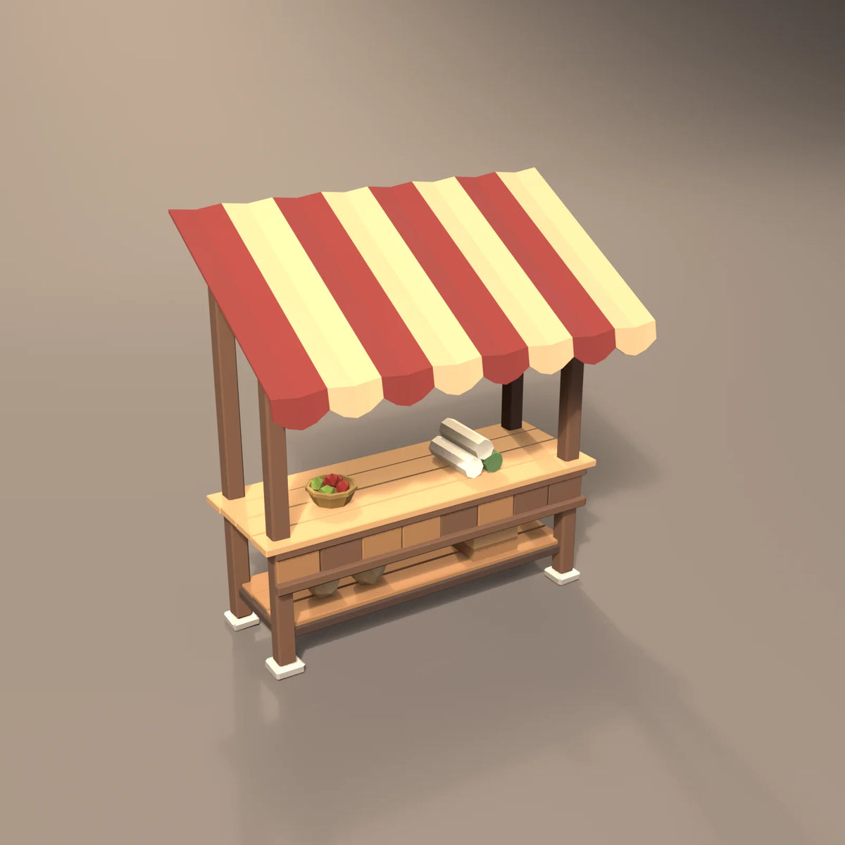 Awninged market stall, Hearth & Hollow 3D asset, studio render