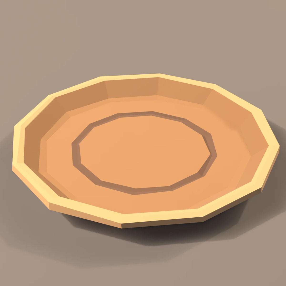 Turned wooden plate, close-up detail render