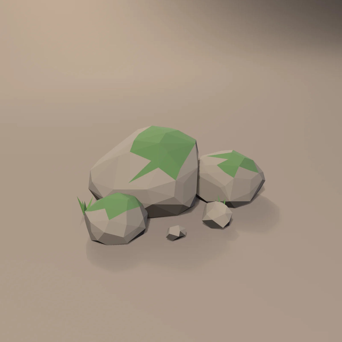 Mossy rock cluster, Hearth & Hollow 3D asset, studio render