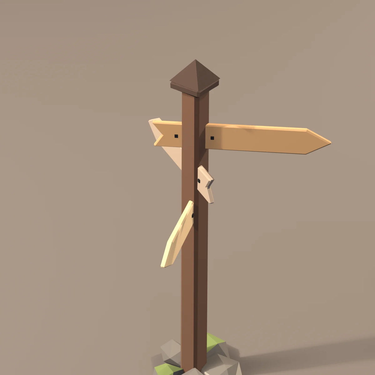 Crossroads signpost, close-up detail render