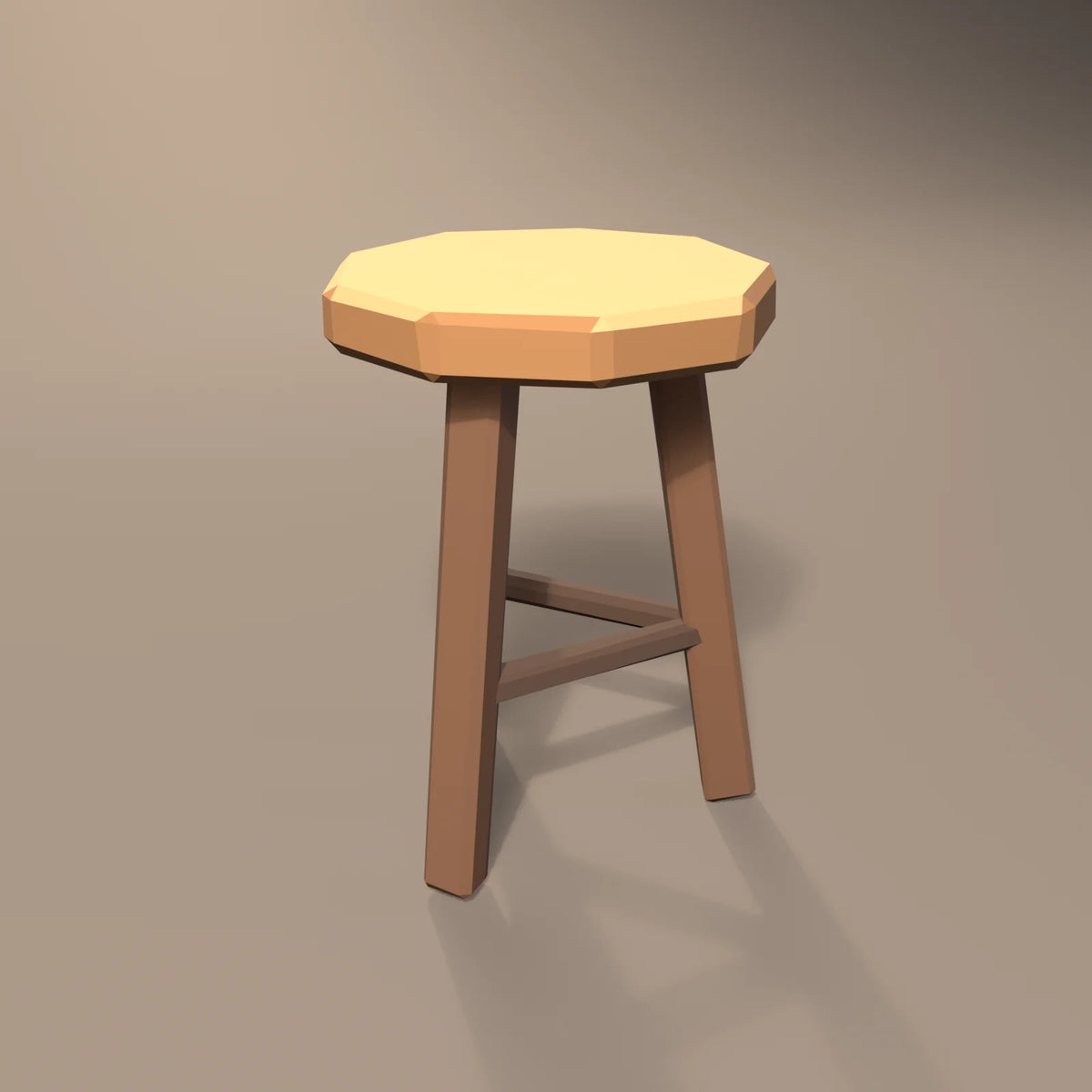 Three-legged stool, Hearth & Hollow 3D asset, studio render