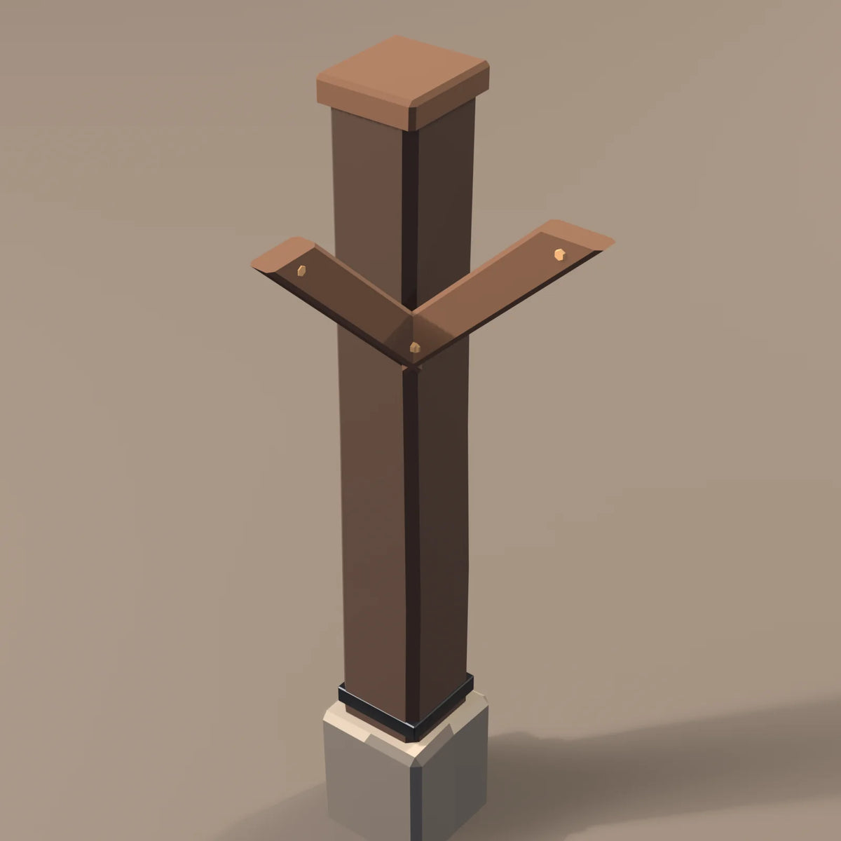 Timber post, close-up detail render