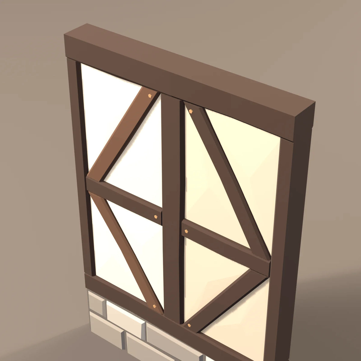 Timber-frame wall, close-up detail render