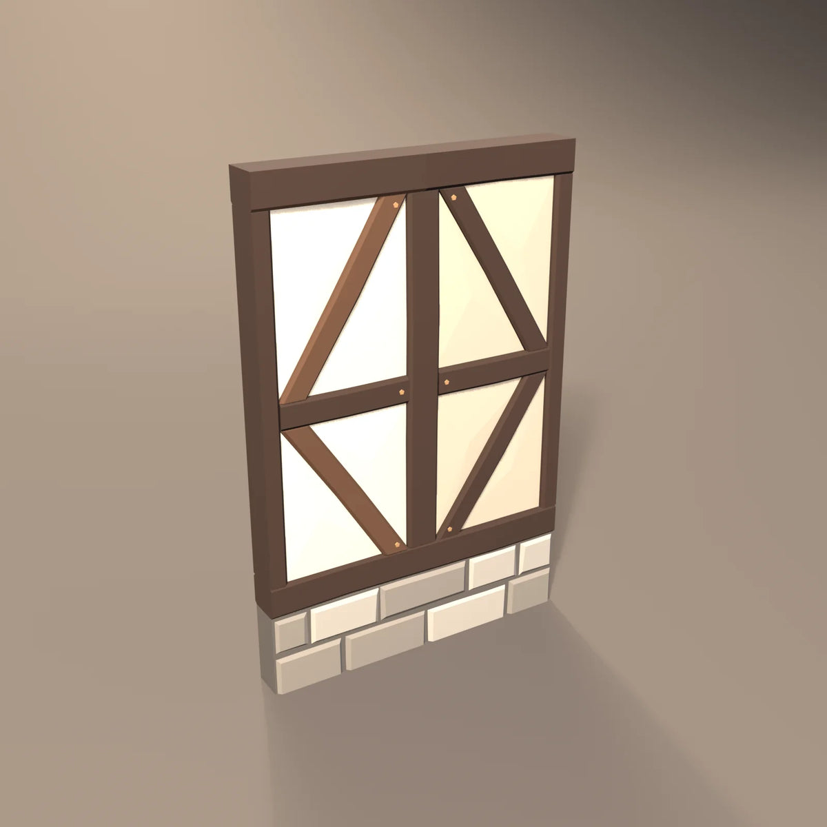 Timber-frame wall, Hearth & Hollow 3D asset, studio render
