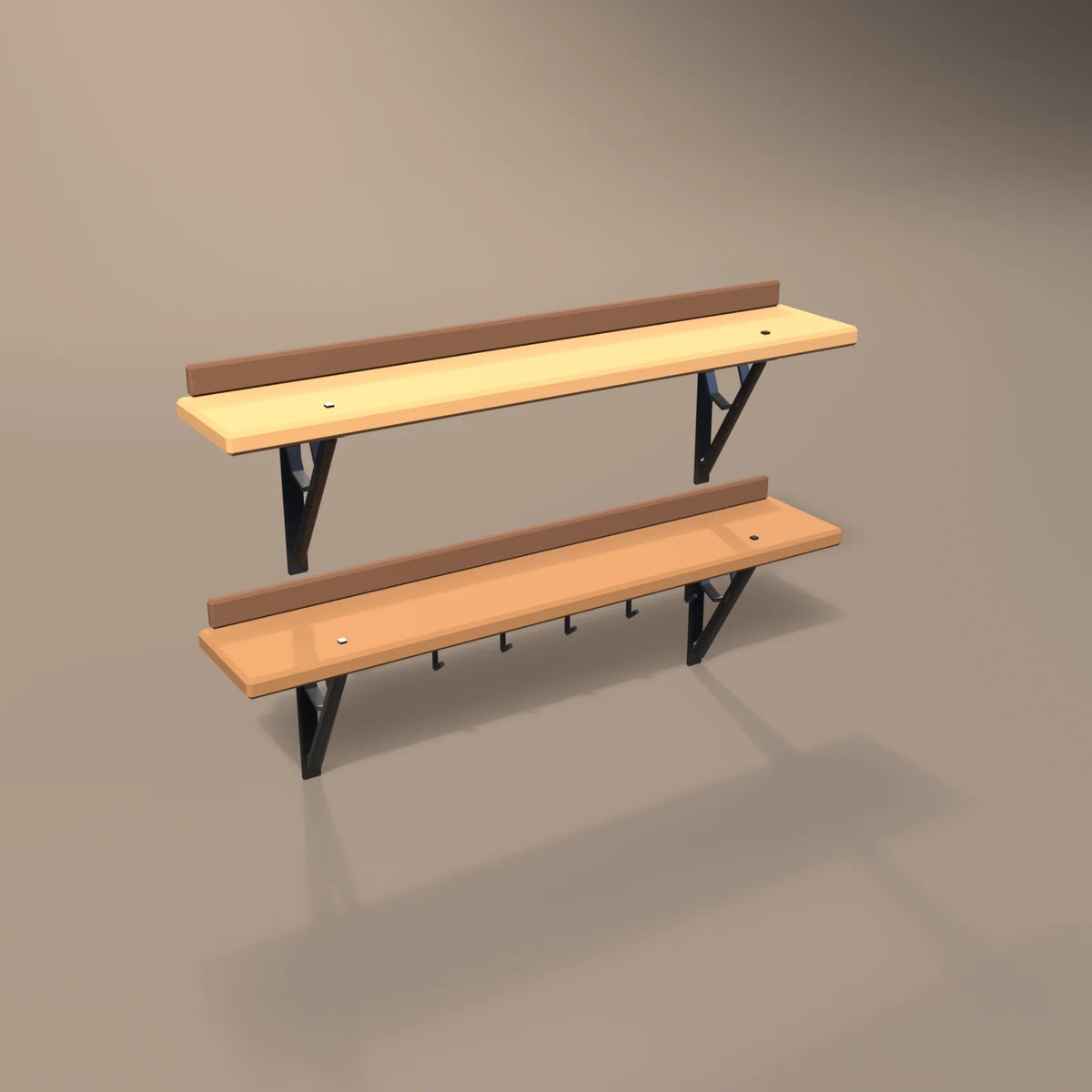 Bracketed wall shelf, Hearth & Hollow 3D asset, studio render