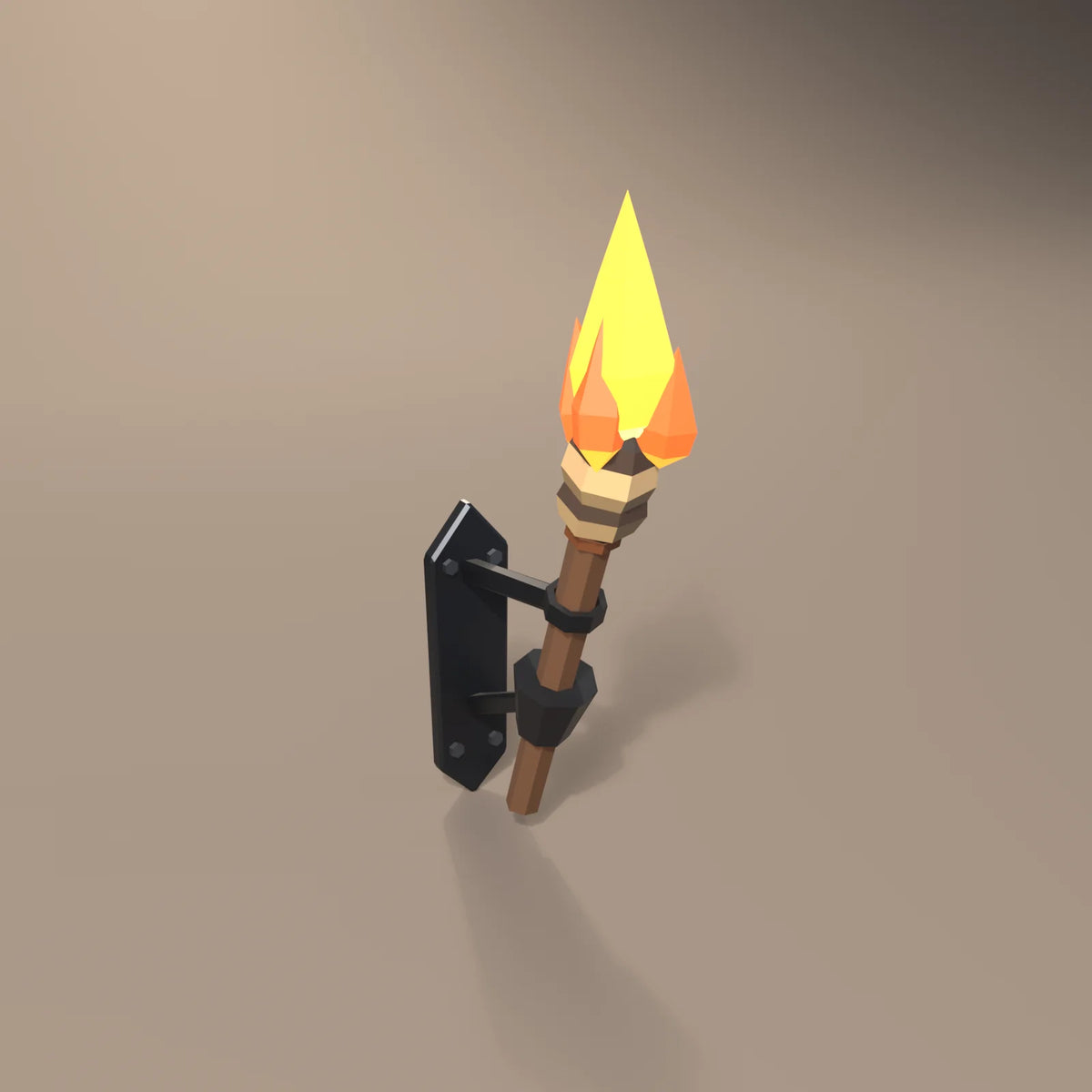 Iron wall torch, Hearth & Hollow 3D asset, studio render