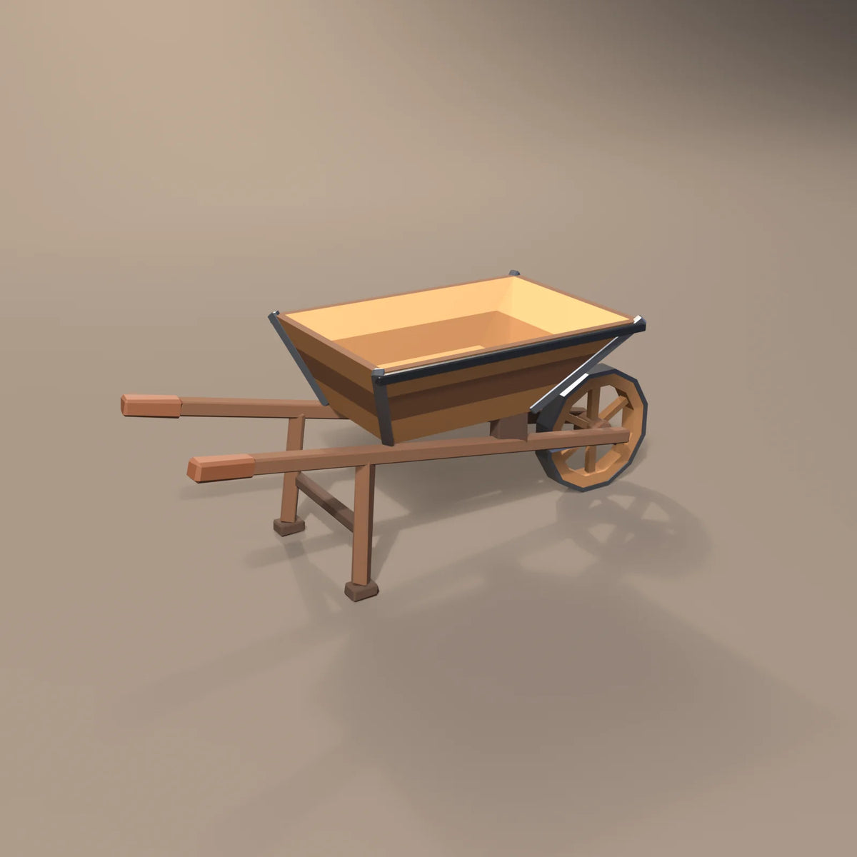 Wooden wheelbarrow, Hearth & Hollow 3D asset, studio render