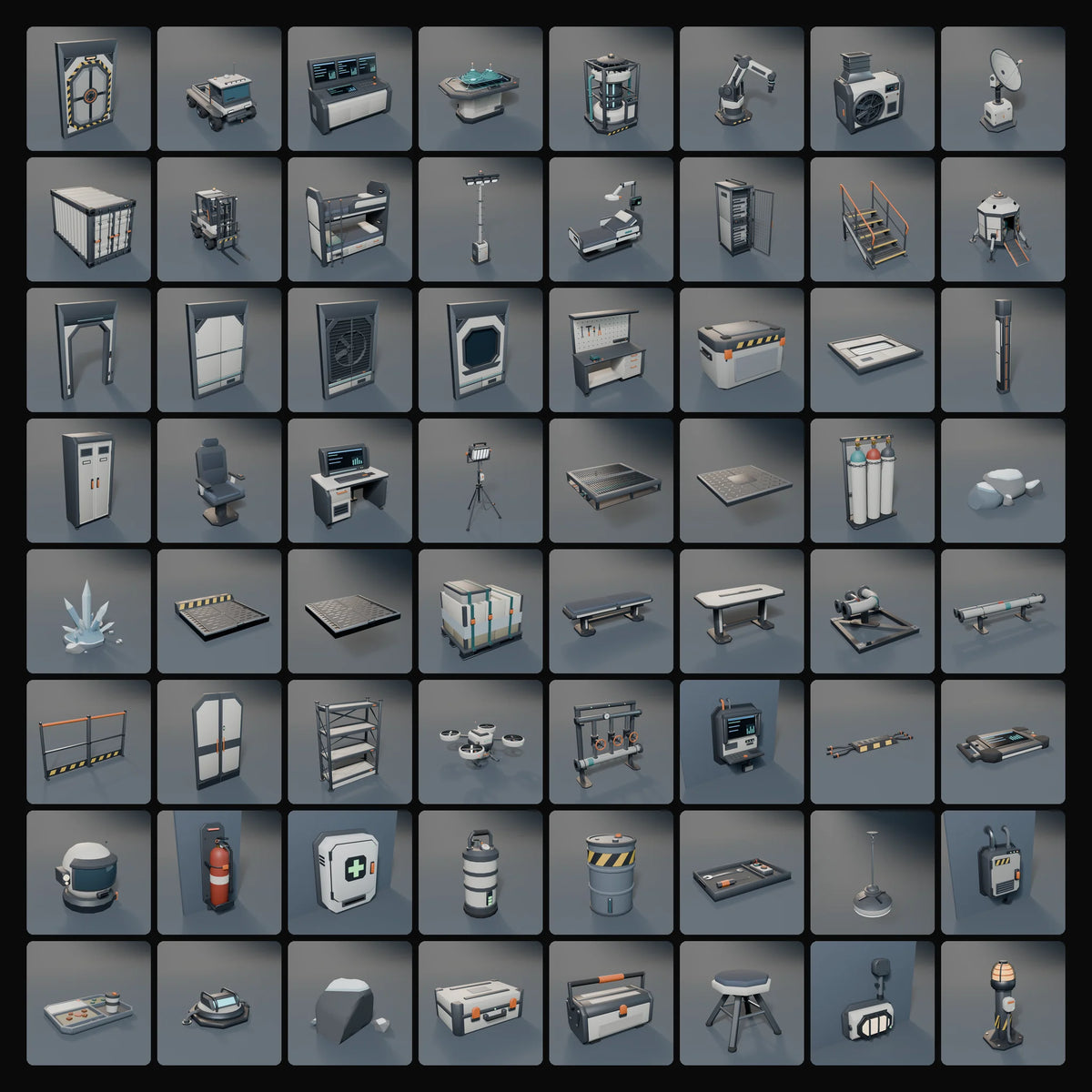 Kestrel Station — Complete Collection: studio renders of the 64 included assets