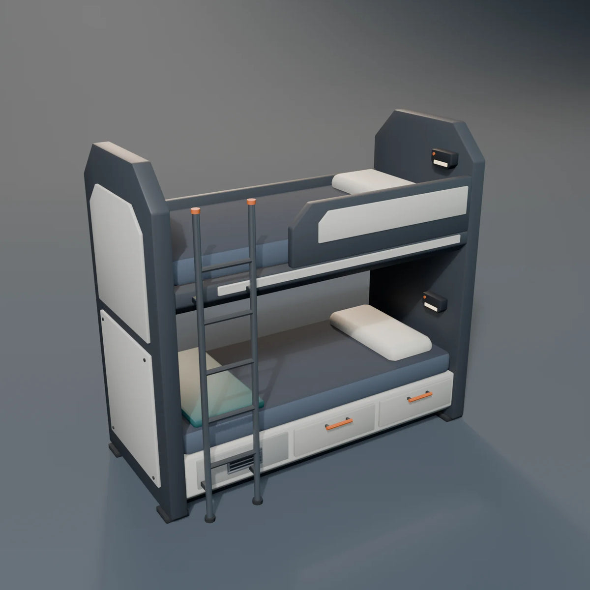 Crew Bunk, Kestrel Station 3D asset, studio render
