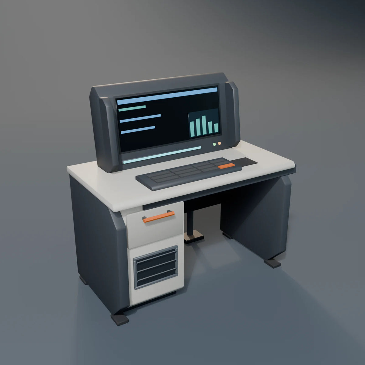 Desk Terminal, Kestrel Station 3D asset, studio render