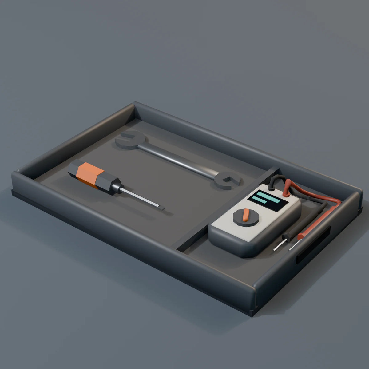 Hand Tool Tray, close-up detail render