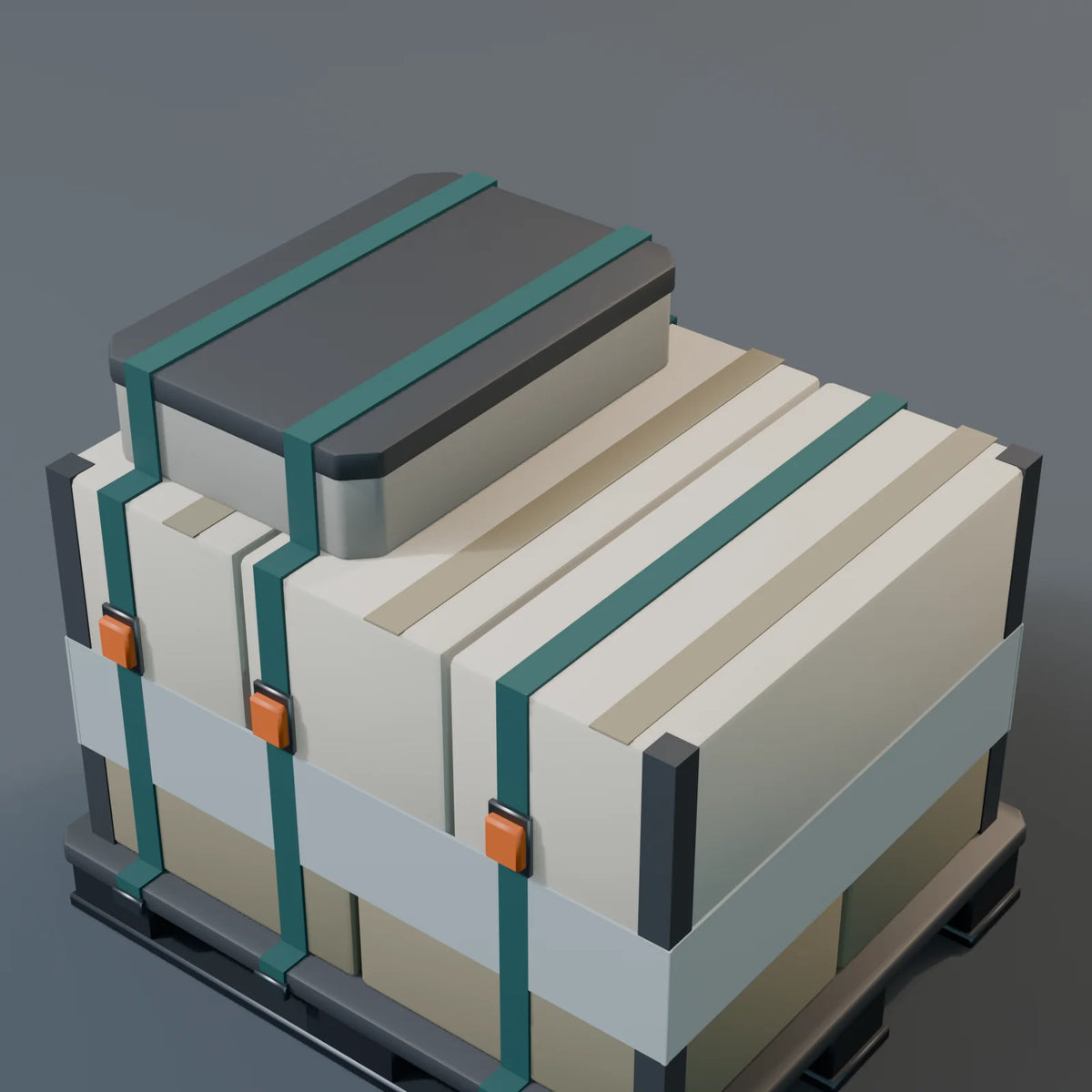 Loaded Pallet, close-up detail render