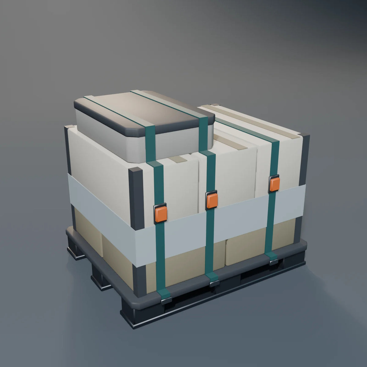 Loaded Pallet, Kestrel Station 3D asset, studio render