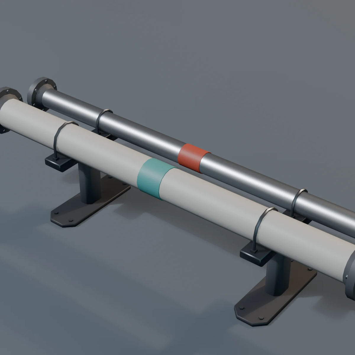 Pipe Run, close-up detail render