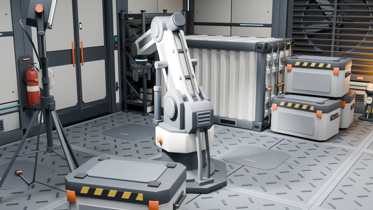 Cargo Bay scene from Kestrel Station, close-up detail (render of the delivered scene)
