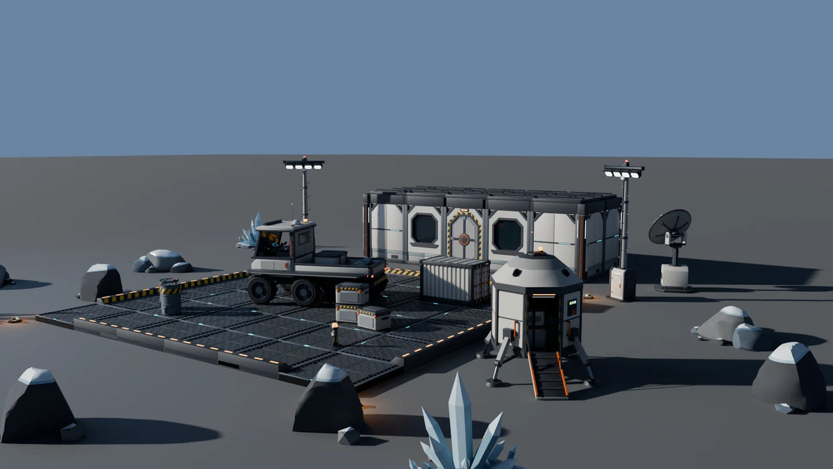 Landing Pad scene from Kestrel Station, wide view (render of the delivered scene)