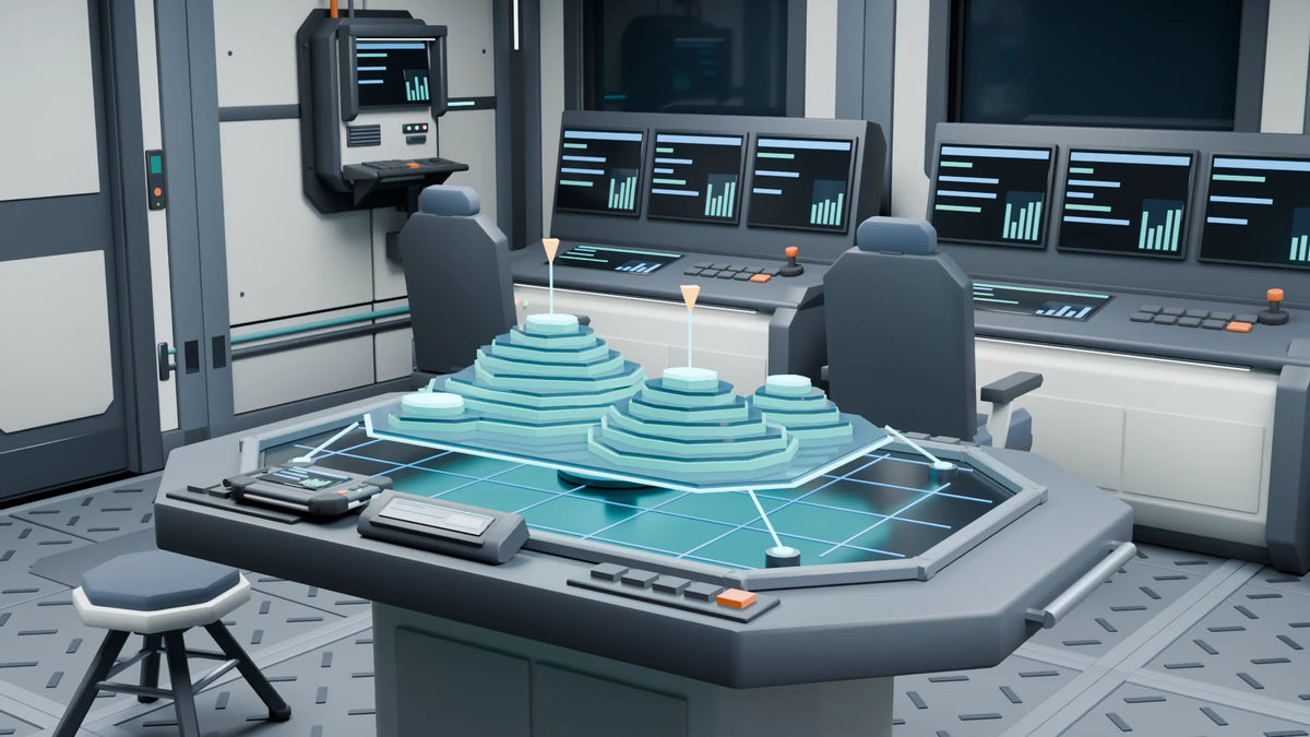 Operations Deck scene from Kestrel Station, close-up detail (render of the delivered scene)
