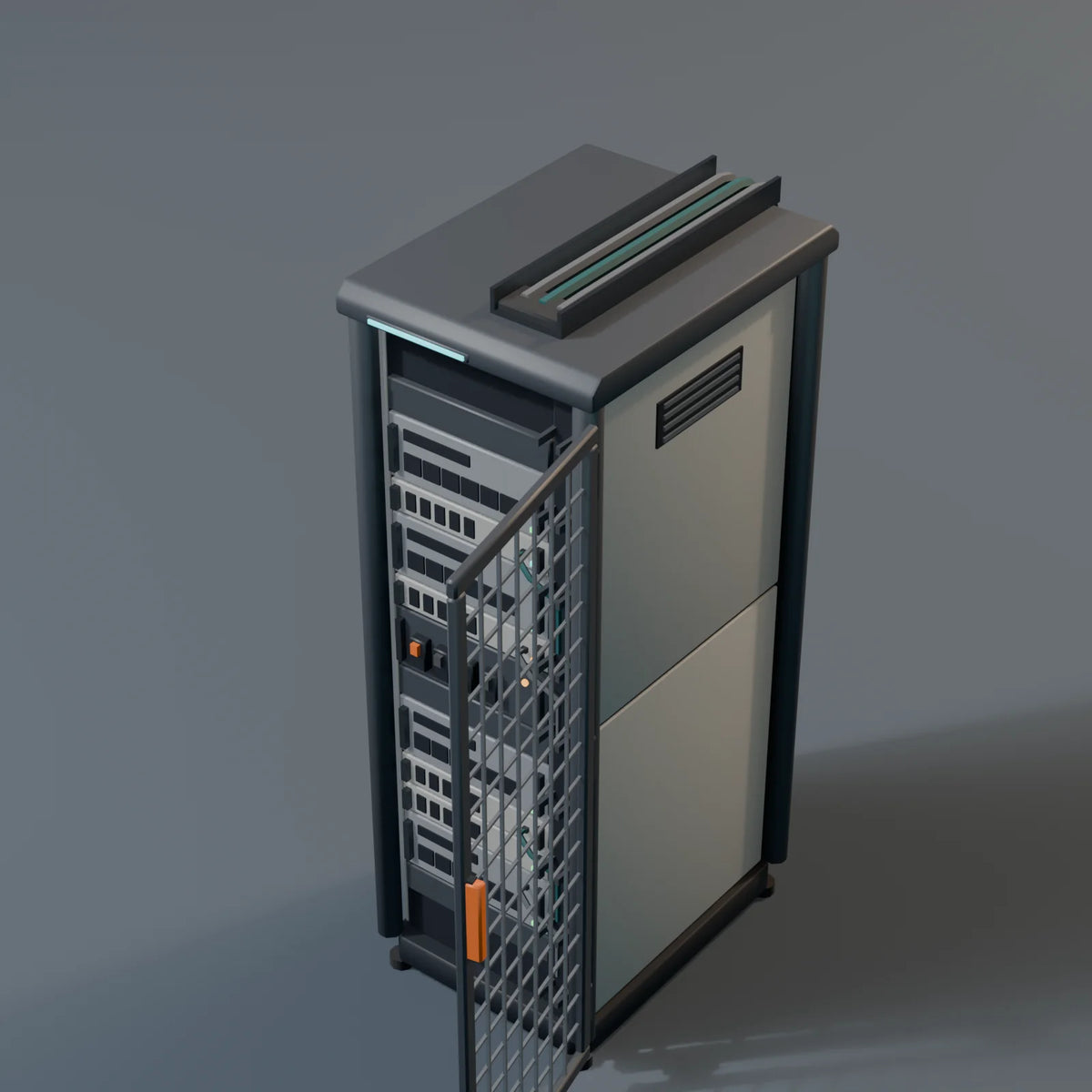 Server Rack, close-up detail render