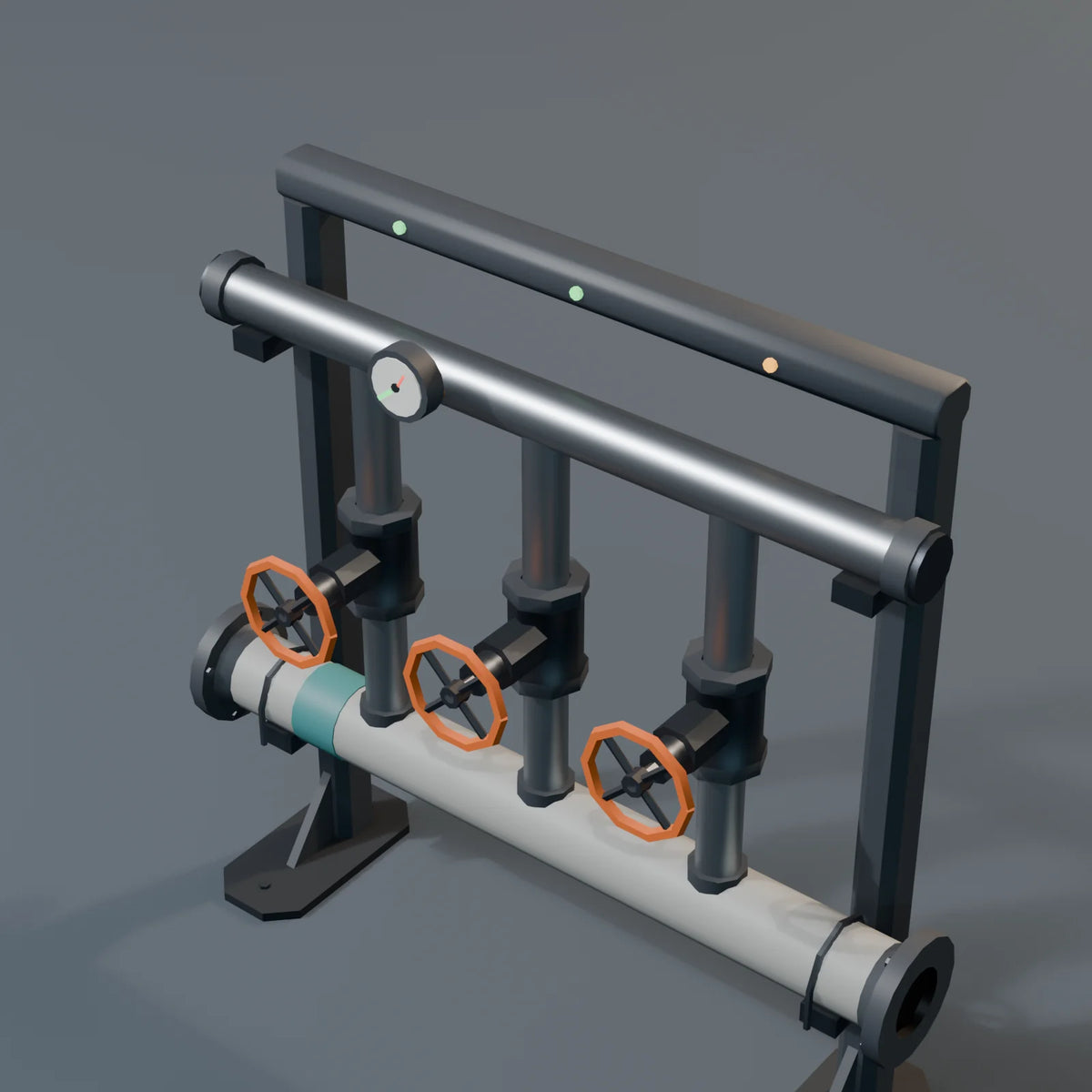 Valve Station, close-up detail render