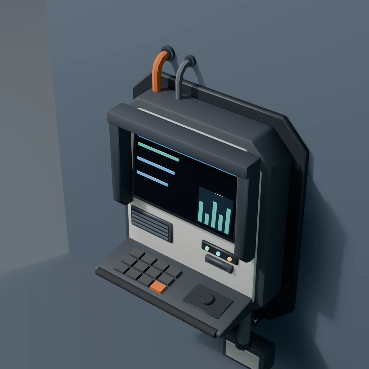 Wall Terminal, close-up detail render