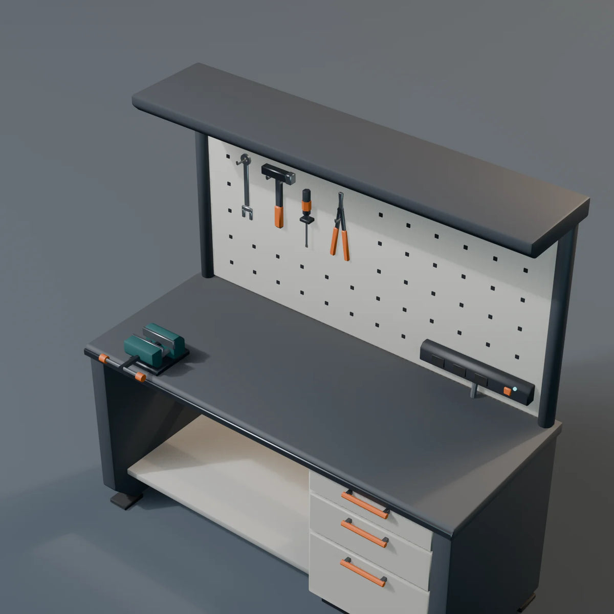 Workbench, close-up detail render