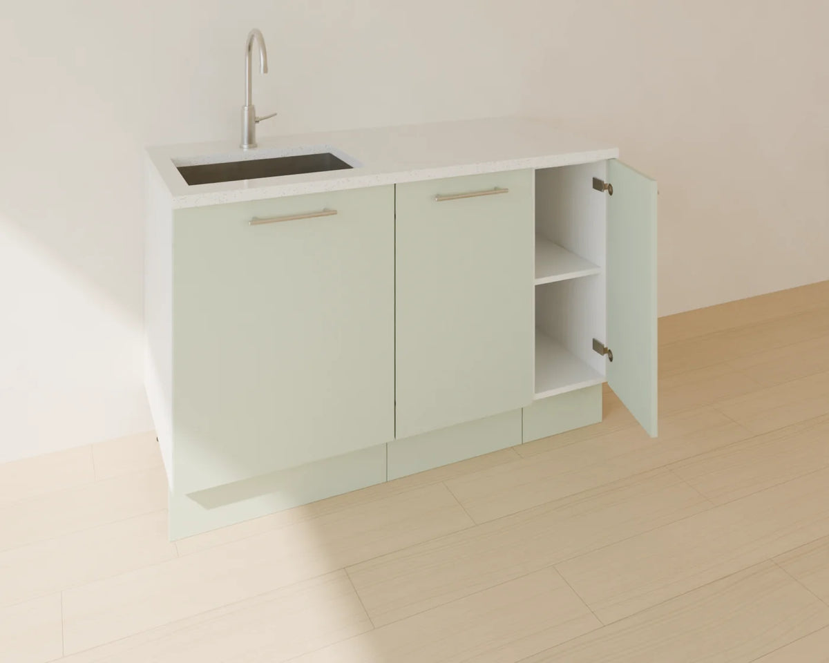 Base Door Cabinet styled in a Linden House room with the kitchen mixer tap (sold separately)