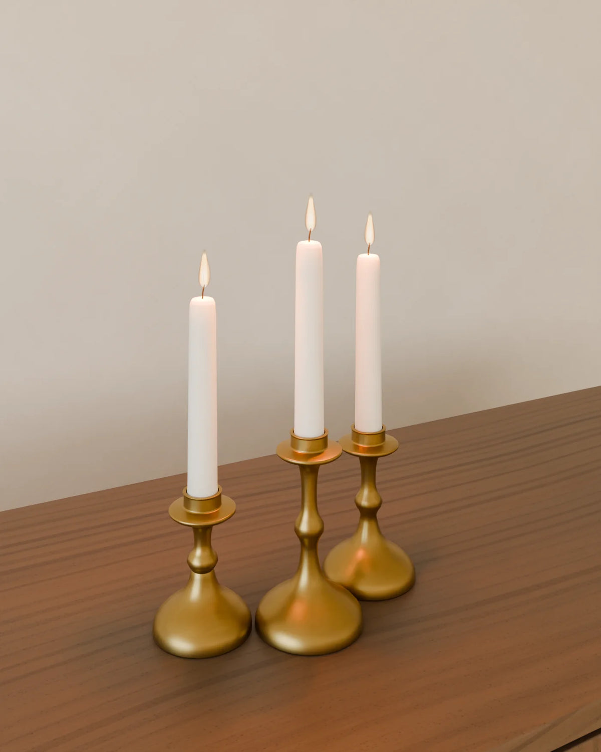Brass Candlesticks, Linden House 3D asset, studio render