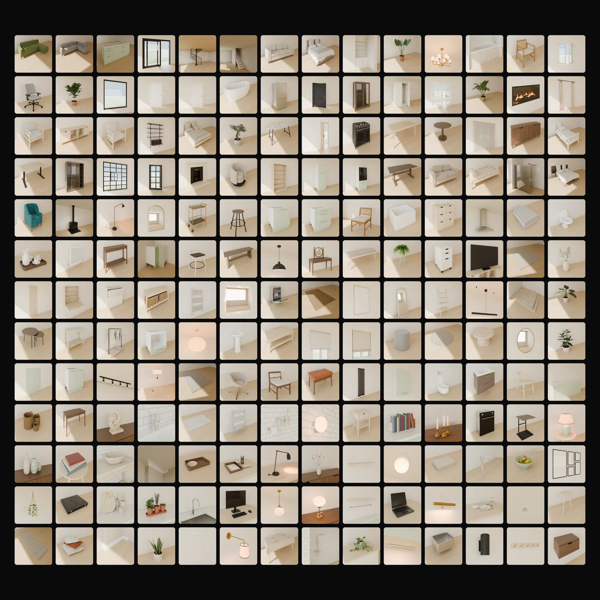 Linden House: Complete Collection: studio renders of the 182 included assets