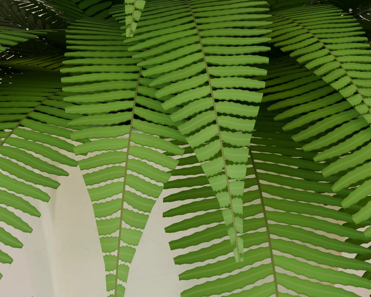 Fern on Plant Stand, close-up detail render