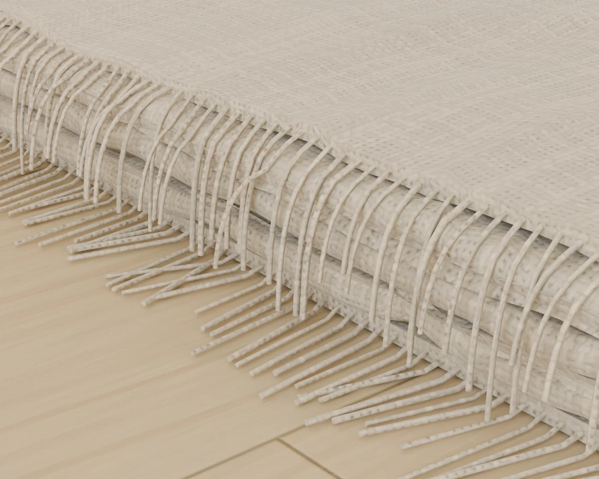 Folded Linen Throw, close-up detail render