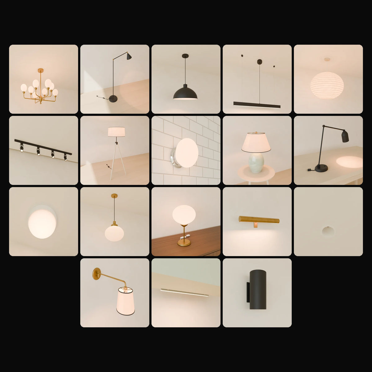 Lighting Kit: studio renders of the 18 included assets