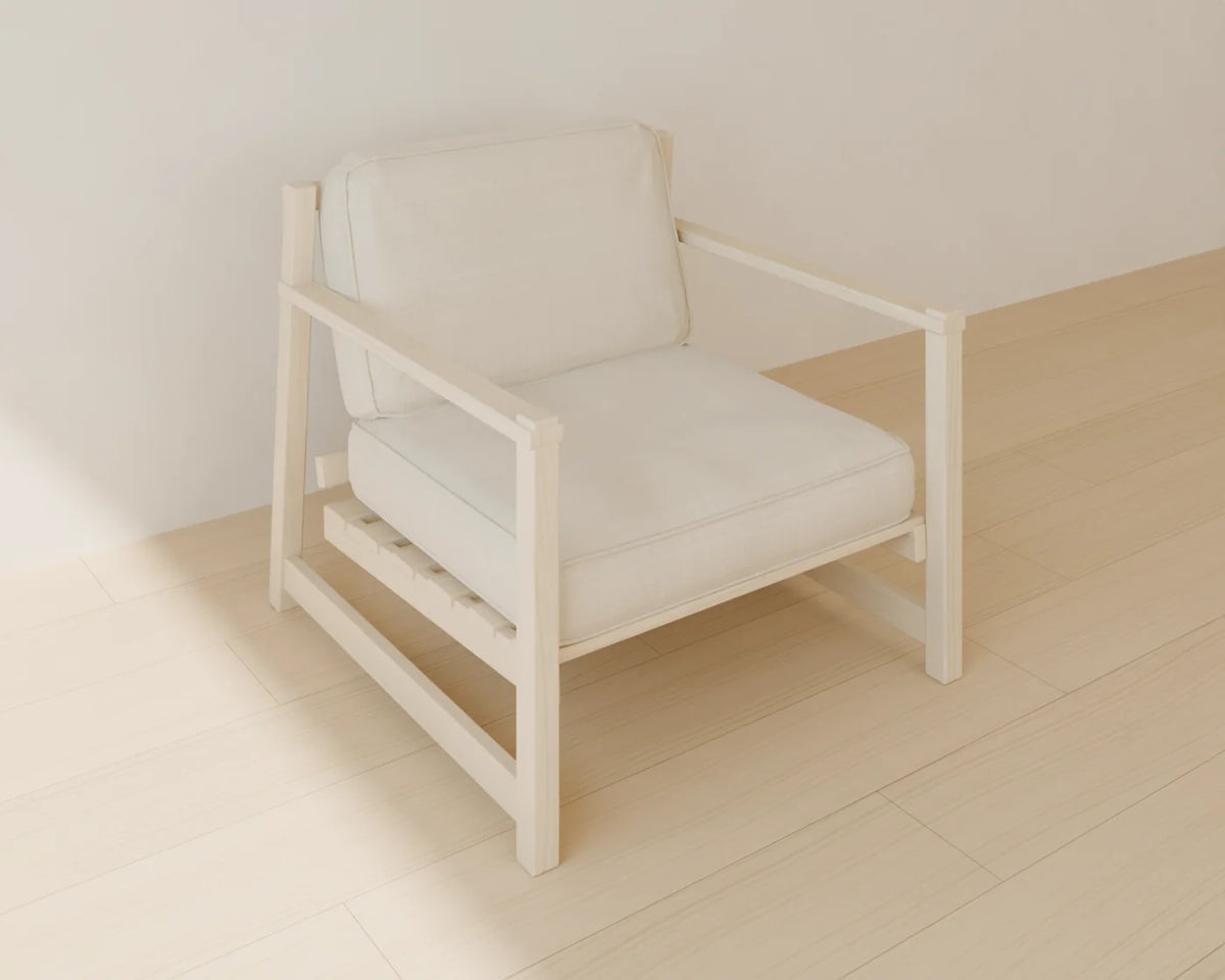 Low Timber Lounge Chair, Linden House 3D asset, studio render