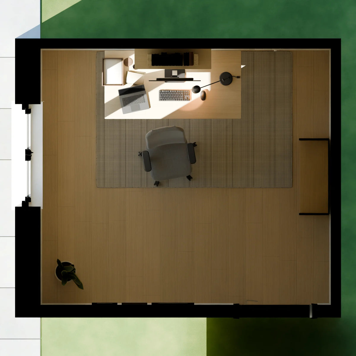 Home Office scene from Linden House, floor plan view (render of the delivered scene)